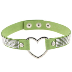 Japan's Harajuku Soft Girl Black Rhinestone Peach Heart Love-Shaped Collar Women's Neck Strap Collarbone Necklace Short
