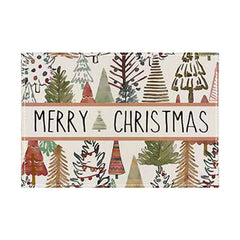 Christmas linen placemat Christmas tree print kitchen and restaurant decoration table mat