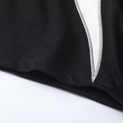 Color Block Applique Embroidery Flame Short Sleeve T-Shirt High Street Design Creative Abstract Casual Tee Men