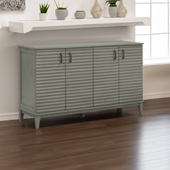 TREXM side panel with 4-door large storage buffet, adjustable shelves and metal handles (antique gray)