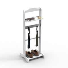Accent Portable Garment Rack,Clothes Valet Stand with Storage Organizer,White Finish