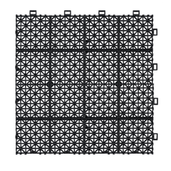 12 x 12 inch black interlocking deck tiles, plastic waterproof, weighing up to 6613 pounds, with a rose pattern pack of 12