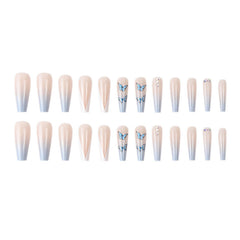 Ins Net Red With The Same Blue Butterfly Point Drill V-Shaped French Style Personality Trend Wearing Manicure Nail Patch