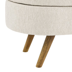 Ottoman Oval Storage Bench Rubber Wood Legs Beige(43.5"x16"x16")