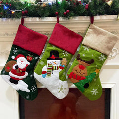 Christmas Socks Gift Bag Linen Santa Claus Embroidery Christmas Socks Christmas Gifts Christmas Pendants