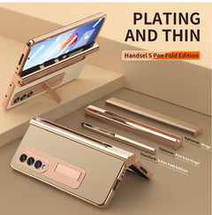 Samsung Fold3 phone case folding with pen slot pen pen pen plain leather protective case FOLD2 all inclusive anti fall suitable