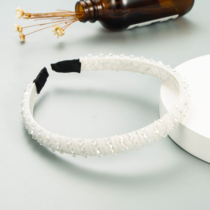 Hair Hoop Hand-Woven Beaded Headband Female Baroque Sponge Hair Bundle Korean Face Wash Hair Accessories