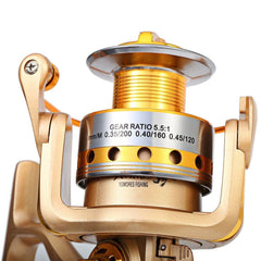 YUMOSHI HF 1000 - 7000 Fishing Reel Metal Spool Spinning Fishing Reels Folding Arm 10-Ball Bearing 5.5 : 1 Fly