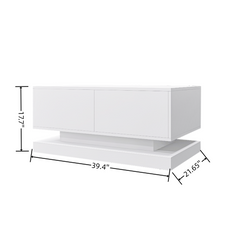 High Glossy Coffee Table with 2 Drawers have RGB Led Light with Buletooth Control
