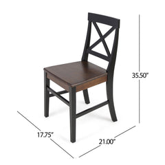 Roshan Farmhouse Acacia Wood Dining Chairs, Black / Walnut (Set of 2)
