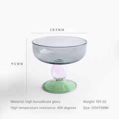 Household heat-resistant cute stained glass bowl tall dessert bowl sugar bowl household taro round ice cream bowl yogurt bowl