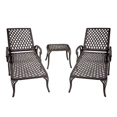 Aluminium Cast lounge chair 2pcs brown