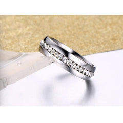 crystal wedding ring for women 6mm stainless steel engagement