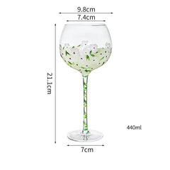 1 Piece Hand Painted Glass Goblet Cup Creative Red Wine Glasses Cup Flower Painted Stemware for Wedding Party Events