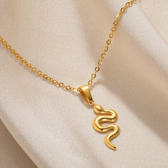 Spirit Snake Pendant Retro Style Personalized Necklace Women's Stainless Steel Gold Plated
