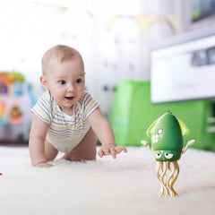 Creative Dancing Squid: auto-sense, obstacle-avoid e-pet with music, lights, rechargeable & interactive gift.