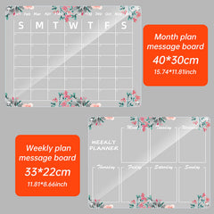 Acrylic message board magnetic refrigerator sticker household erasable calendar transparent note display board