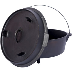 ast iron Dutch oven with lid, outdoor camping deep pot, used for camping, cooking, barbecue and leg rest, 8 Quart