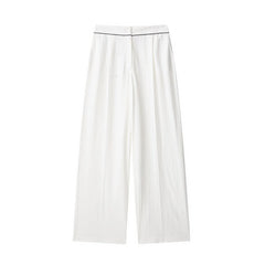 Style Women's Fashion Casual Rolled Edge Double-Breasted Jacket Wide Leg Pants