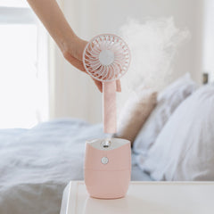 New Rotary Spray Fan USB Rechargeable Mini Humidifier Portable Silent Shaking Head Fan