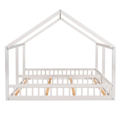 Twin Size House Platform Beds Two Shared Beds  White