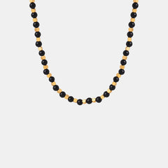 Square titanium steel gold-plated natural black agate stone handmade bead necklace jewelry for women