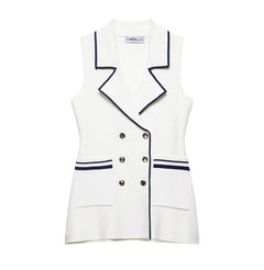 Summer New  Style Women's Fashion Temperament Sleeveless Trim Knit Tank Top