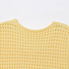 Fashionable Casual Tassel Design Plaid Knitted Top for Women