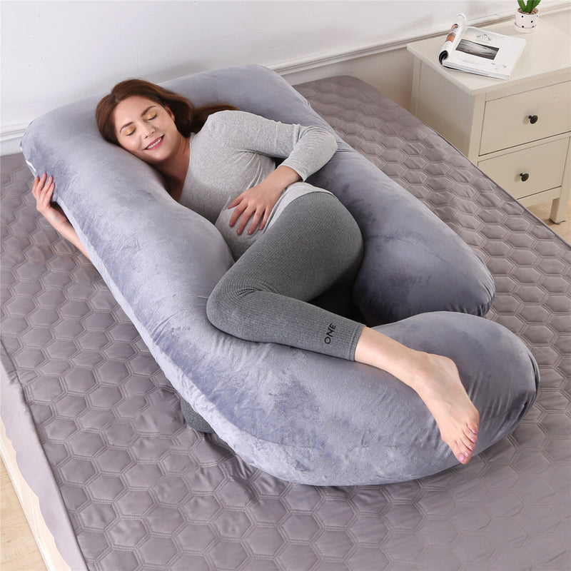 Pregnant women's detachable crystal velvet G-type side lying waist protection pillow