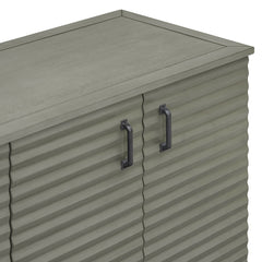 TREXM side panel with 4-door large storage buffet, adjustable shelves and metal handles (antique gray)
