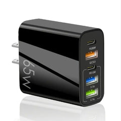 Standard PD65W mobile phone charger 4A type-c PD+3USB multi port European, American, English travel charging head