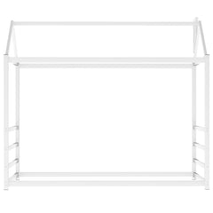 House Platform Bed with Roof and Chimney Design,White