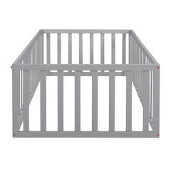 Twin Size Wood Daybed Frame with Fence Gray(OLD SKU :WF289661AAE)