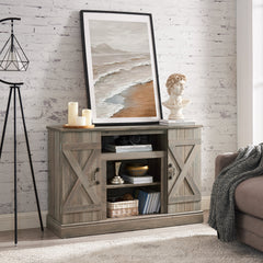 Farmhouse Classic Media TV Stand Antique Entertainment Console for TV up to 50" with Open and Closed Storage Space
