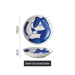 Cat dish cartoon ceramic dish household dining table dipping dish soy sauce dish hot pot seasoning dish
