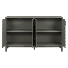 TREXM side panel with 4-door large storage buffet, adjustable shelves and metal handles (antique gray)