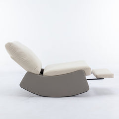 Modern rocking chair recliner, comfortable cushioned recliner with footstool, gray