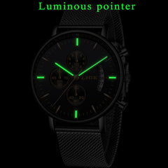 LIGE Fashion Mesh Strap Waterproof Men's Watch