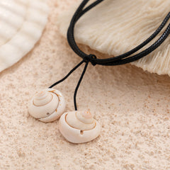 Beach Vacation Conch Shell Tassel Necklace Versatile Countryside Wax Thread Necklace Accessories