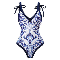 Two-piece one-piece swimsuit with skirt