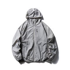 Camouflage Spliced Thin Hooded Sun Protection Clothing Men's Outdoor Sports Reflective Design Casual Jacket Trendy