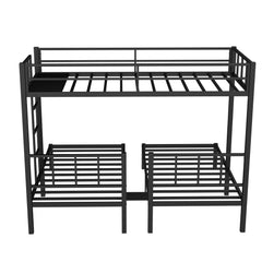 Twin over Twin & Twin Bunk Beds for 3, Twin XL over Twin & Twin Bunk Bed Metal Triple Bunk Bed, Black