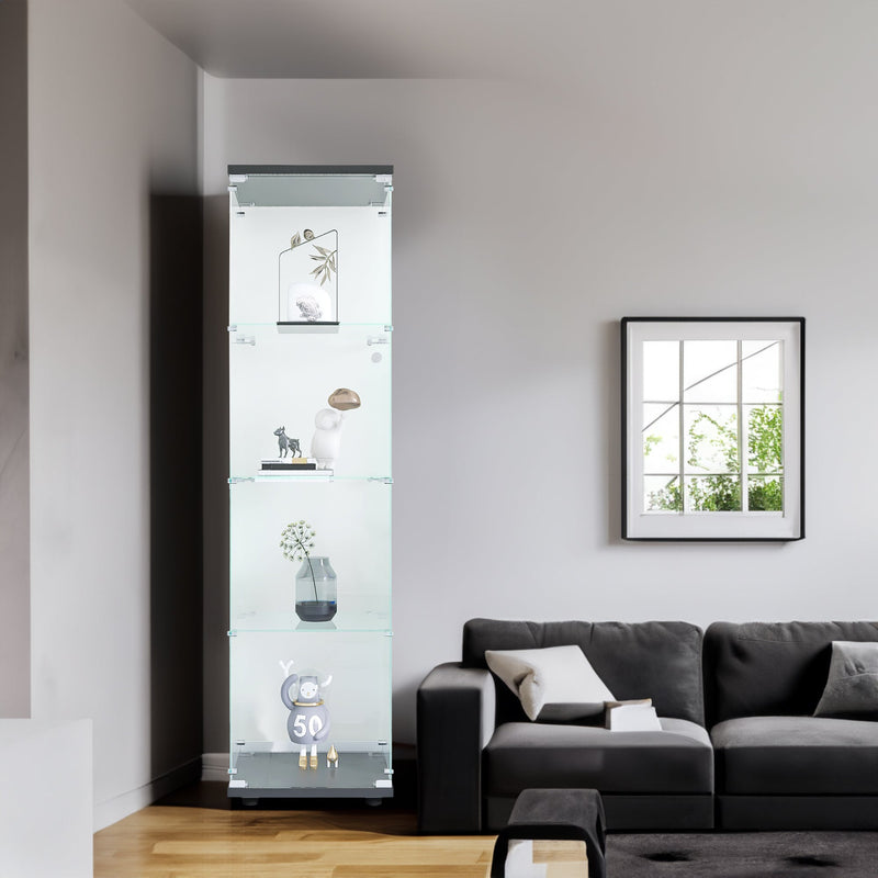 4 glass display cabinets with door shelves, floor standing antique bookshelf, 64.7 