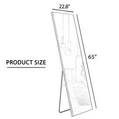 Aluminum alloy metal frame wall mounted full-length mirror black 65 * 23“