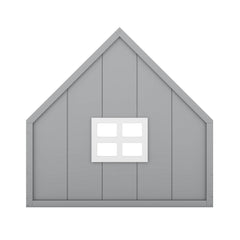 Full Size Wood House Bed with Window and Fence  Gray