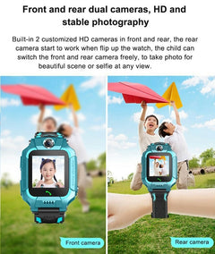 Q19 Dual Cameras Flip design waterproof Kids Smart Watch LBS Positioning SOS Mobile Phone Watch