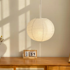 White Japanese style pendant light simple living room round rice paper round LED pendant light