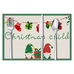 stmas linen placemats holiday party decorations insulation mats linen Christmas tree printed coasters