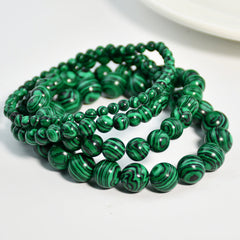 Vintage malachite beaded bracelet stacking style green bracelet men and women elastic jewelry