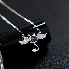 100 languages I love you, projection necklace, female demon, niche European and American design, collarbone chain jewelry